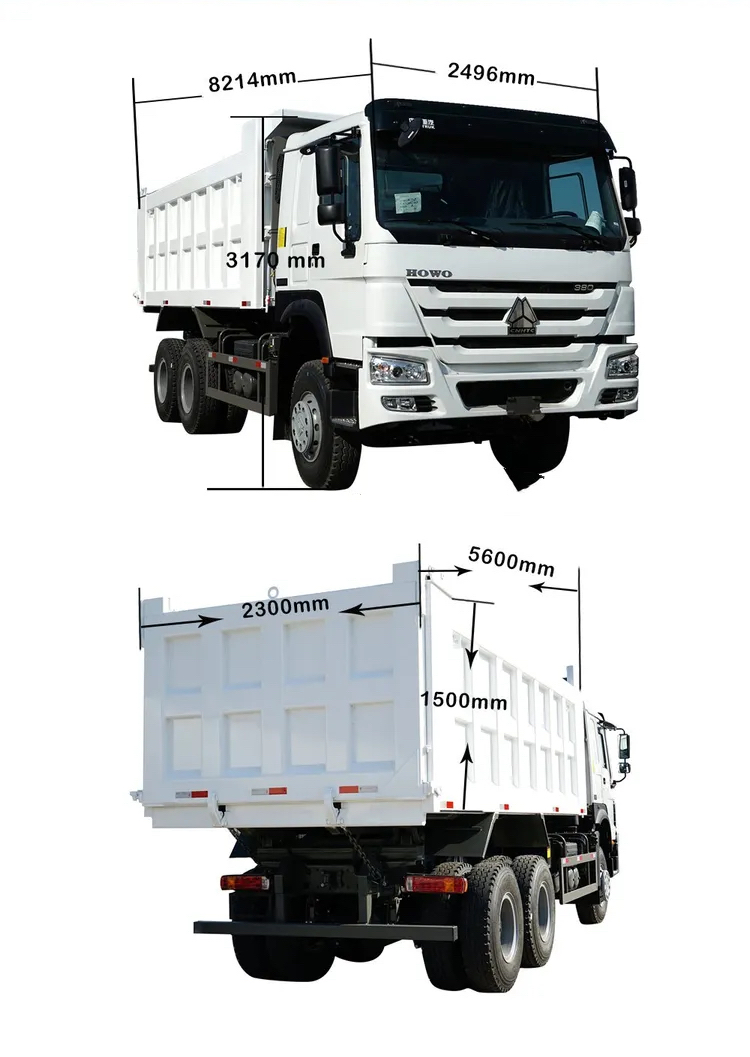 HOWO 6x4 used dump truck from China--Size