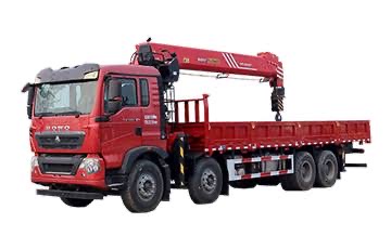 Used HOWO 10 ton truck mounted crane front view, ready for export to Africa