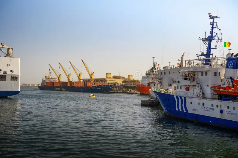 Port of Dakar Senegal, main transit port for importing used trucks from China to Mali.
